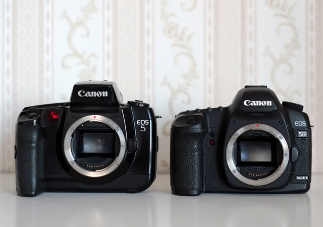 Analoge und digitale Canon EOS 5 SLR Spiegelreflexkamera
